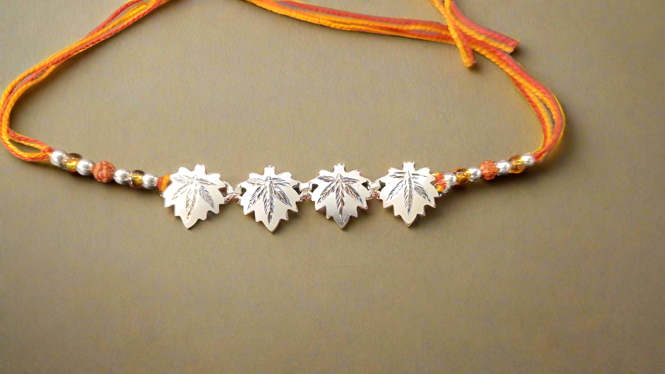 Fine silver chinar Rakhi