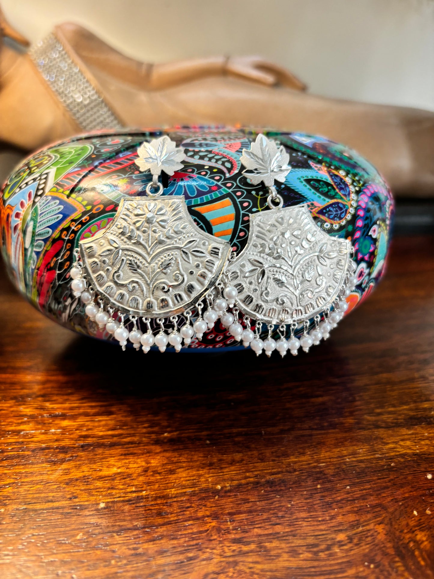Handmade Kashmiri Nama earrings