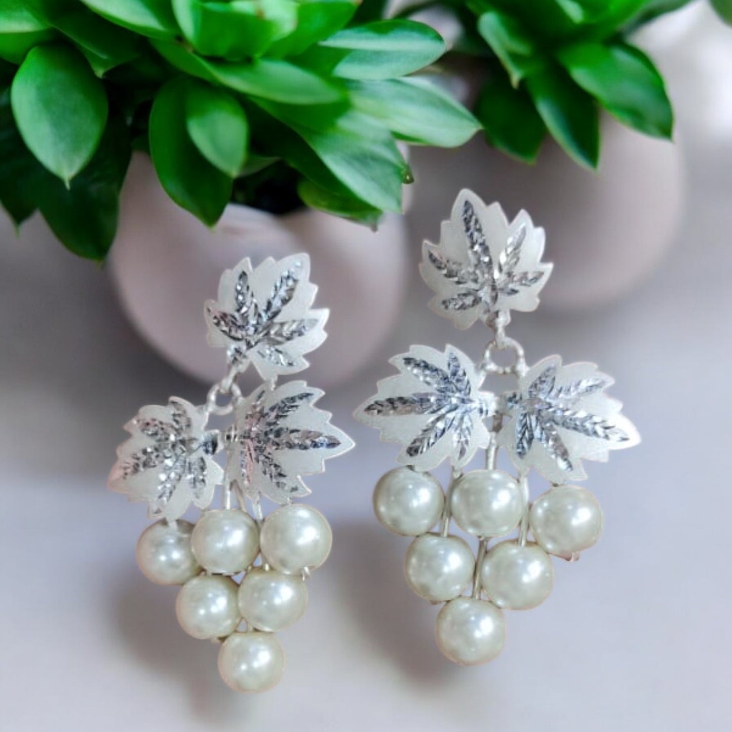 Grapes designs Kashmiri chinar leaf earrings