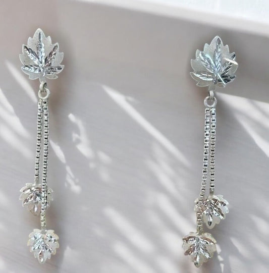 Chinar chain hanging leaf earrings