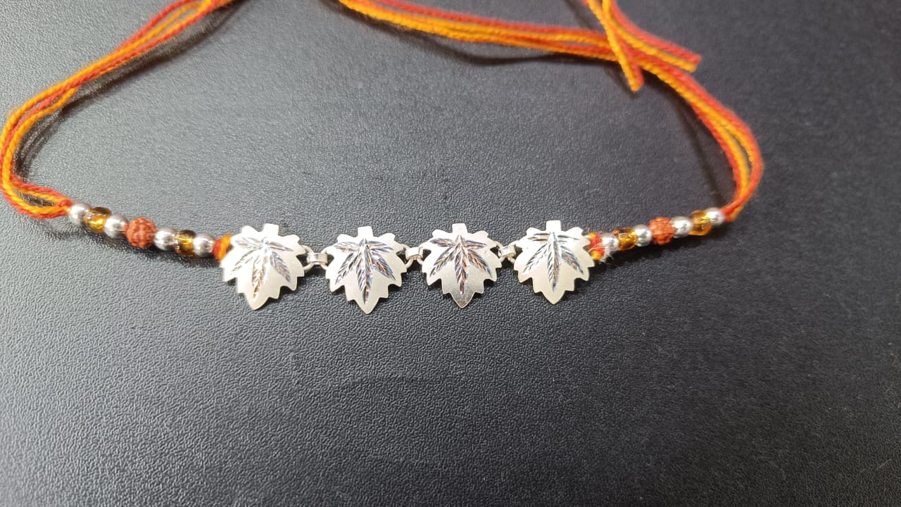 Fine silver chinar Rakhi