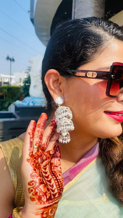 Triple layer Kashmiri chinar leaf handmade jhumkas