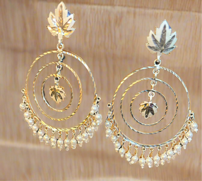 Chandbali  /hoop with chinar drop