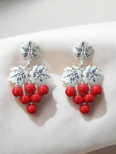 Grapes designs Kashmiri chinar leaf earrings